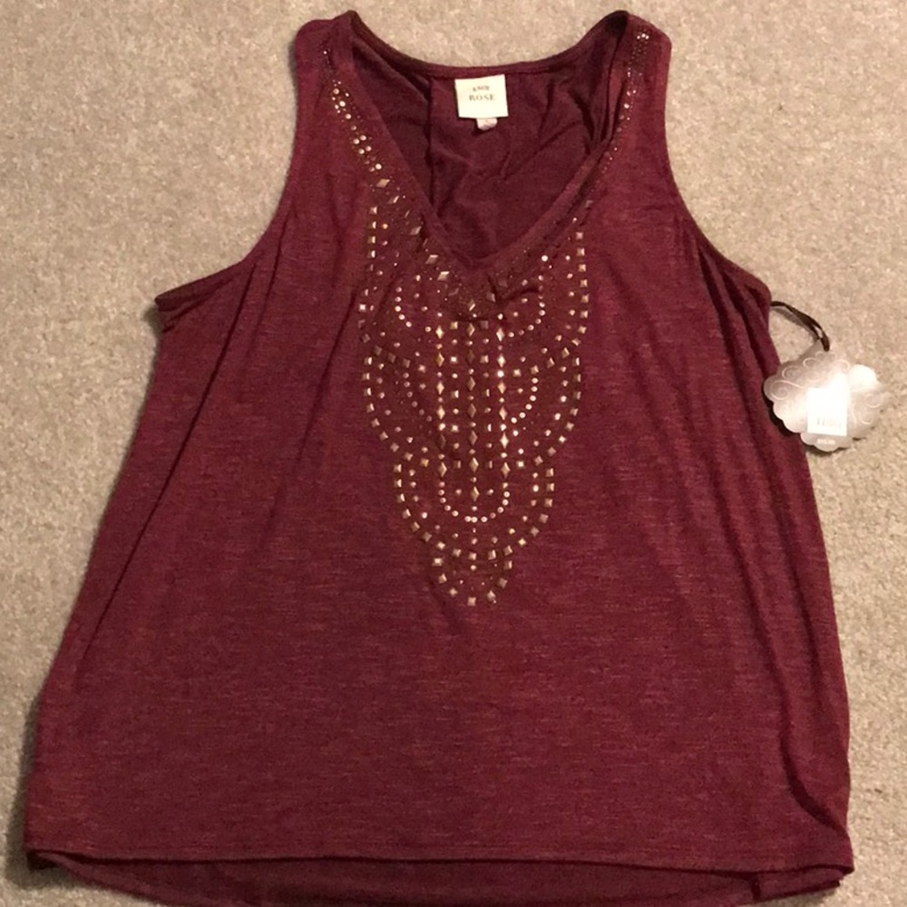 V Neck tank with embellishments